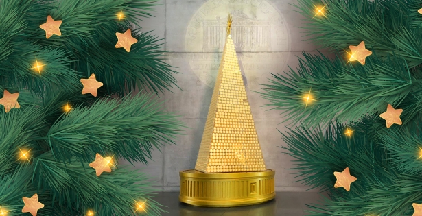 Un albero di Natale d'oro dall'Europa